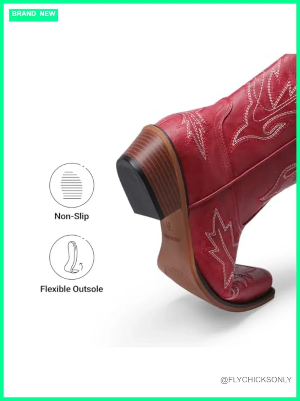 Western Mid Calf Cowboy Boots with Pointed Toe and Low Chunky Heel